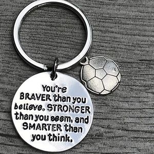 Soccer Charm Keychain, Inspirational You’re Braver